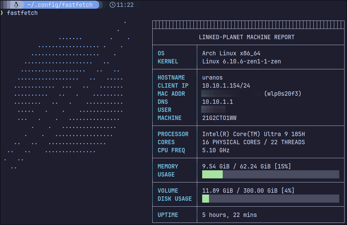 Linked-Planetify dein Terminal mit fastfetch